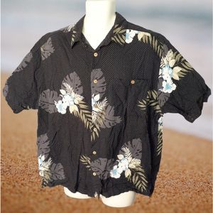 PURITAN Black Floral Hawaiian Short Sleeve Shirt w/Pocket